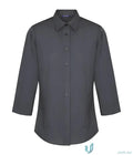 Dark gray long sleeved button down shirt with classic collar and matching buttons ideal for workwear uniforms