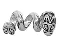 Double headed dragon mini hair bead in sterling silver with coiled dragon design