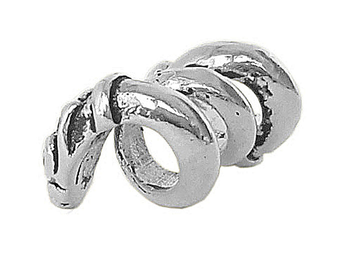 Double Headed Dragon Hair Bead - Sterling Silver Mini Braid Jewelry front view