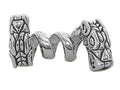Double headed dragon hair bead in sterling silver with coiled dragon design