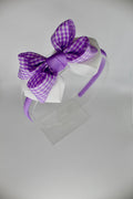 Double Loop School Headband - Lilac Gingham
