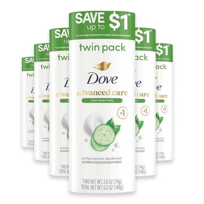 Dove Advanced Care Cool Essentials, 2.6 oz - 2 Ct - 6 Pack