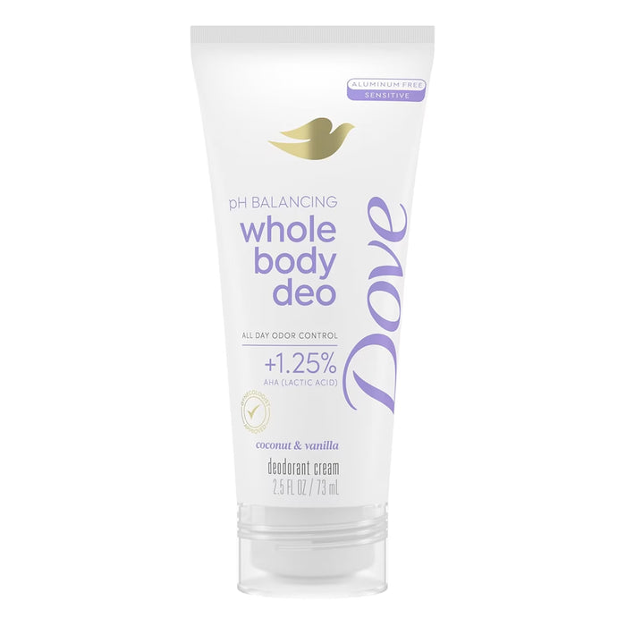 Dove Whole Body Deodorant Coconut Vanilla, 2.5 oz - 12 Pack
