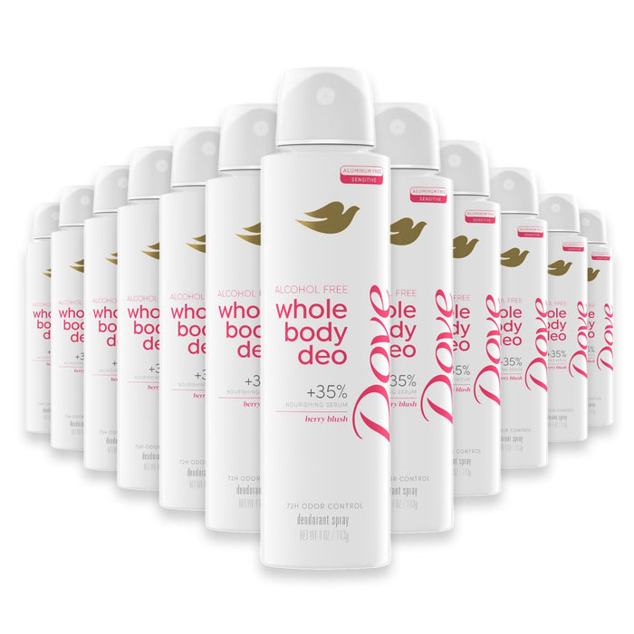 Dove Whole Body Deodorant Spray, Berry - 4oz - 12 Pack