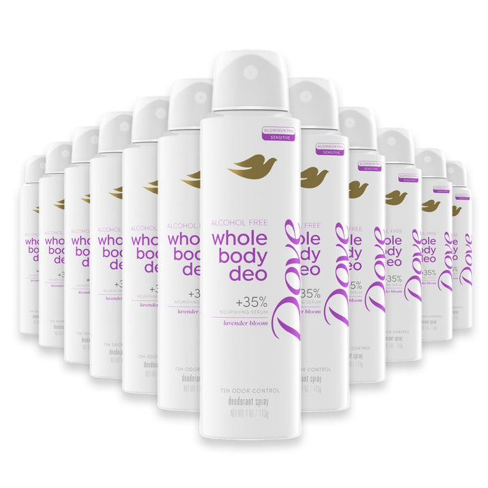 Dove Whole Body Deodorant Spray, Lavender Bloom - 4oz - 12 Pack