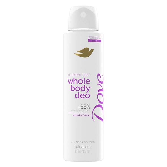 Dove Whole Body Deodorant Spray, Lavender Bloom - 4oz - 12 Pack