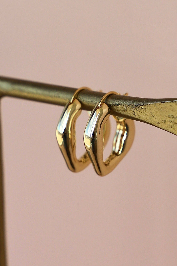 E1687G Earrings-Organic Gold Hoops