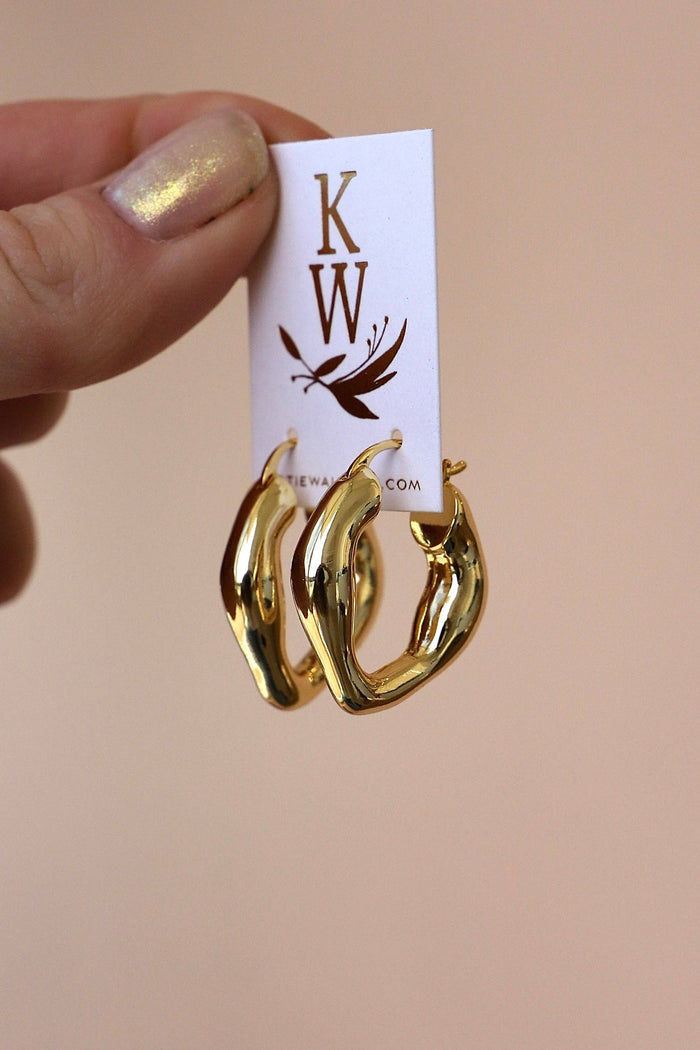 E1687G Earrings-Organic Gold Hoops