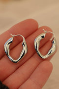 E1687S Earrings-Organic Silver Hoops