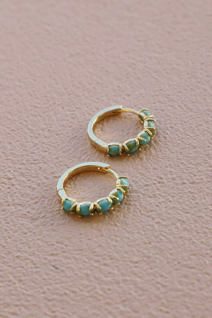 E1838 Earrings-Turquoise Hoops