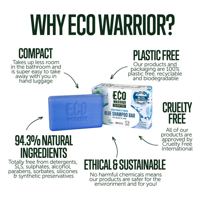 Eco Warrior Blue Shampoo Bar For Brunettes 100g