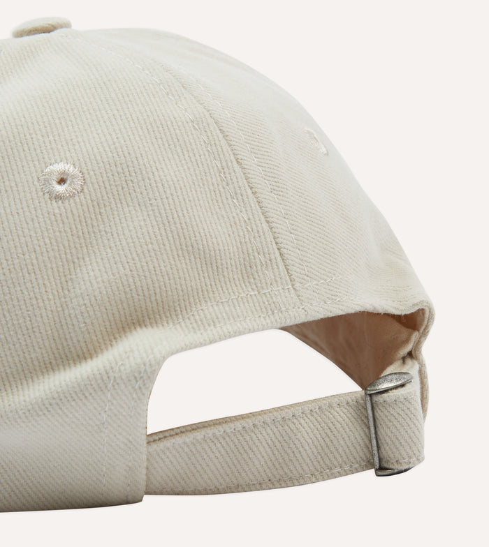 Ecru Peacock Emblem Cotton Baseball Cap
