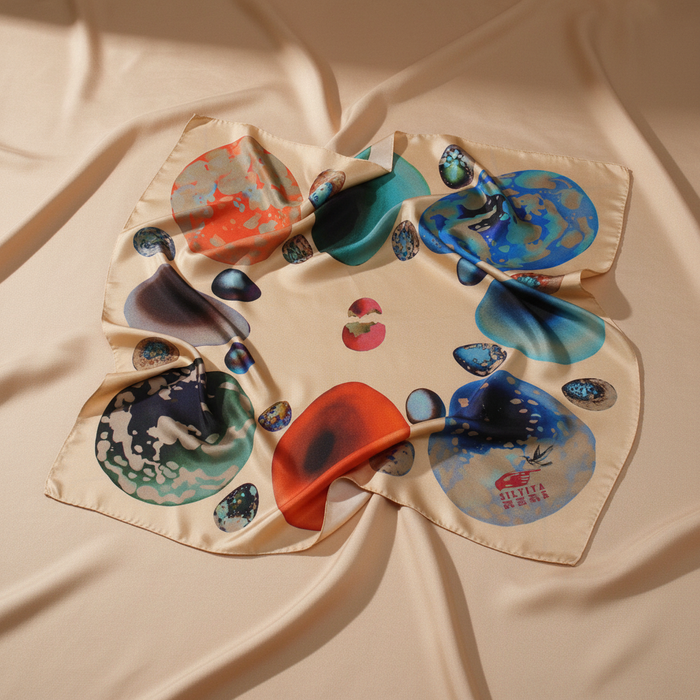 Eggs Silk Scarf - Sand Fabric