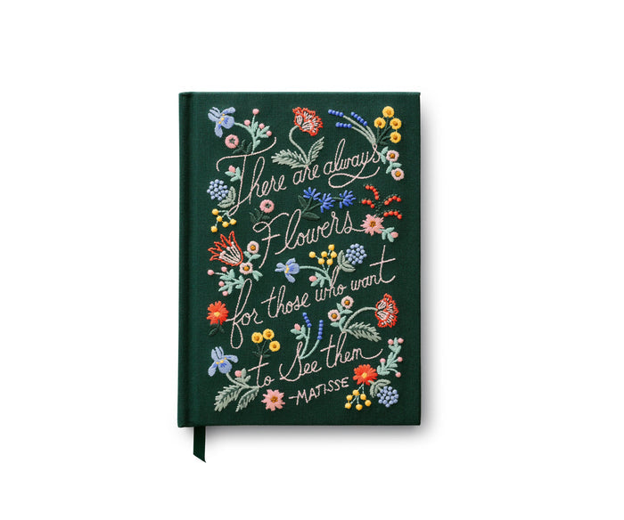 Embroidered Journal-There Are Always Flowers