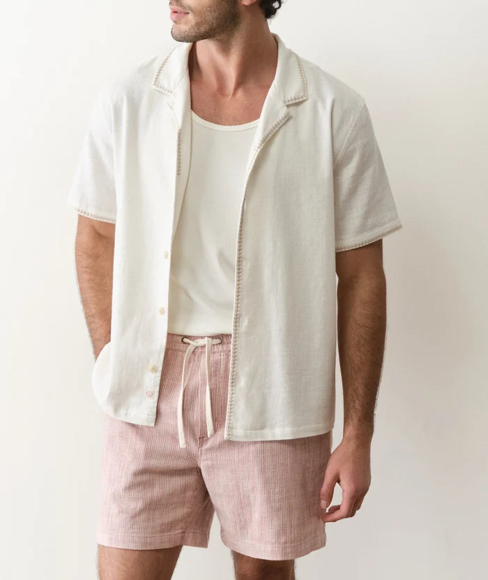 Embroidered Resort Shirt White