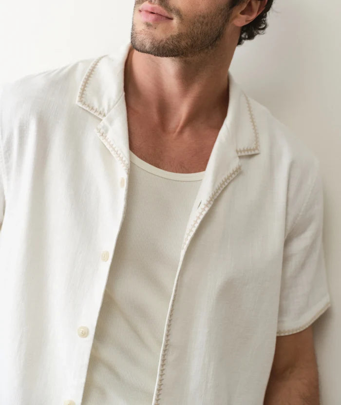 Embroidered Resort Shirt White