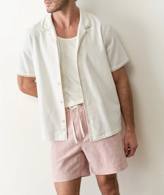Embroidered Resort Shirt White