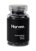 Jar of Harvee Hair Extreme Repair Hair Oil with 30 pods on a white background