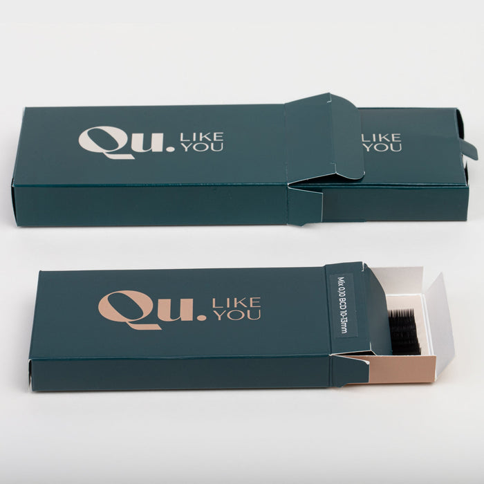 Eyelash Extensions Black (Mixed Length & Curl Set) – 2 Trays Set (5–9 mm & 10–13 mm) Qu.Like You
