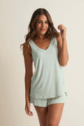 Faceplant Dreams Double V-Neck Tank Aqua | Soft Bamboo Tank Top