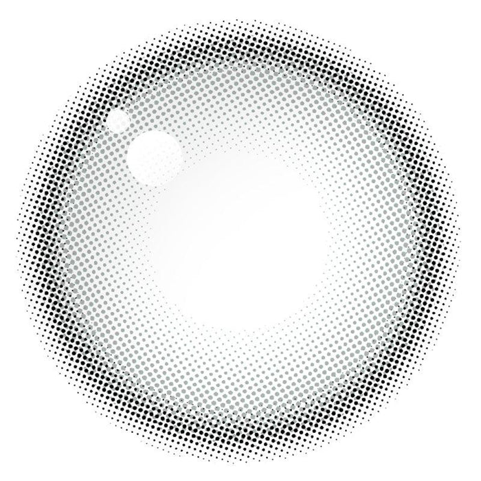 Design of the Gemhour Themis Sage Grey prescription color contact lens dailies from Eyecandys on a white background, showing the fine pixel detail and enlarging limbal ring.