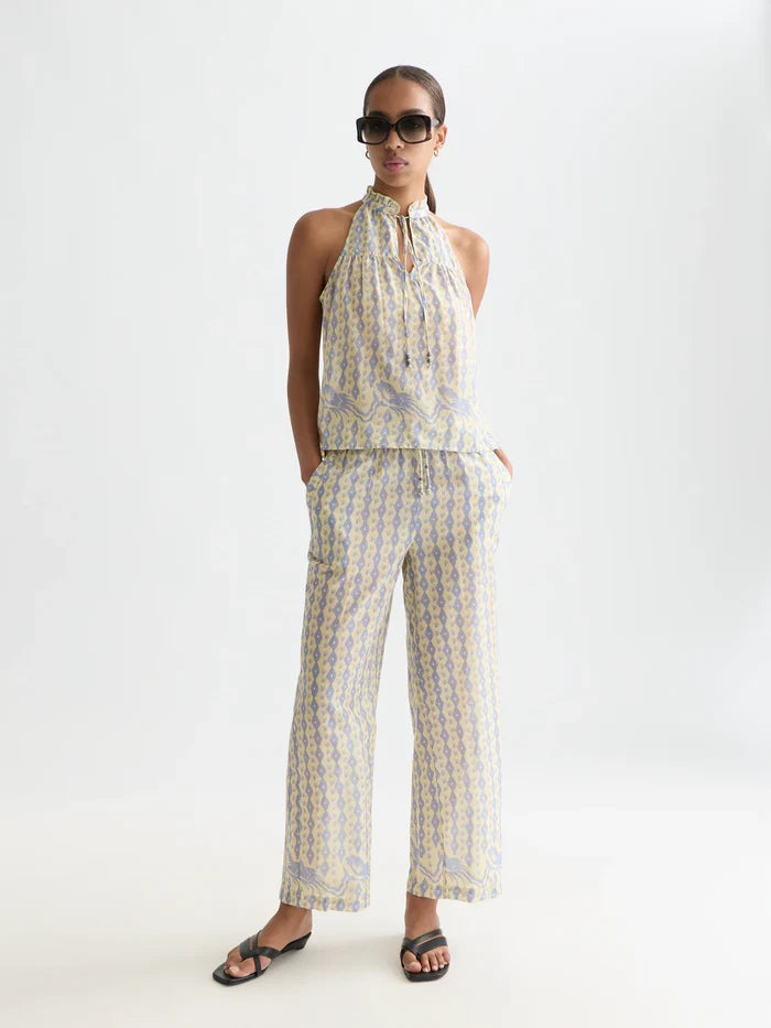 Gia All Over Printed Cotton Cactus Stripe Placed Raffia ulh01347t