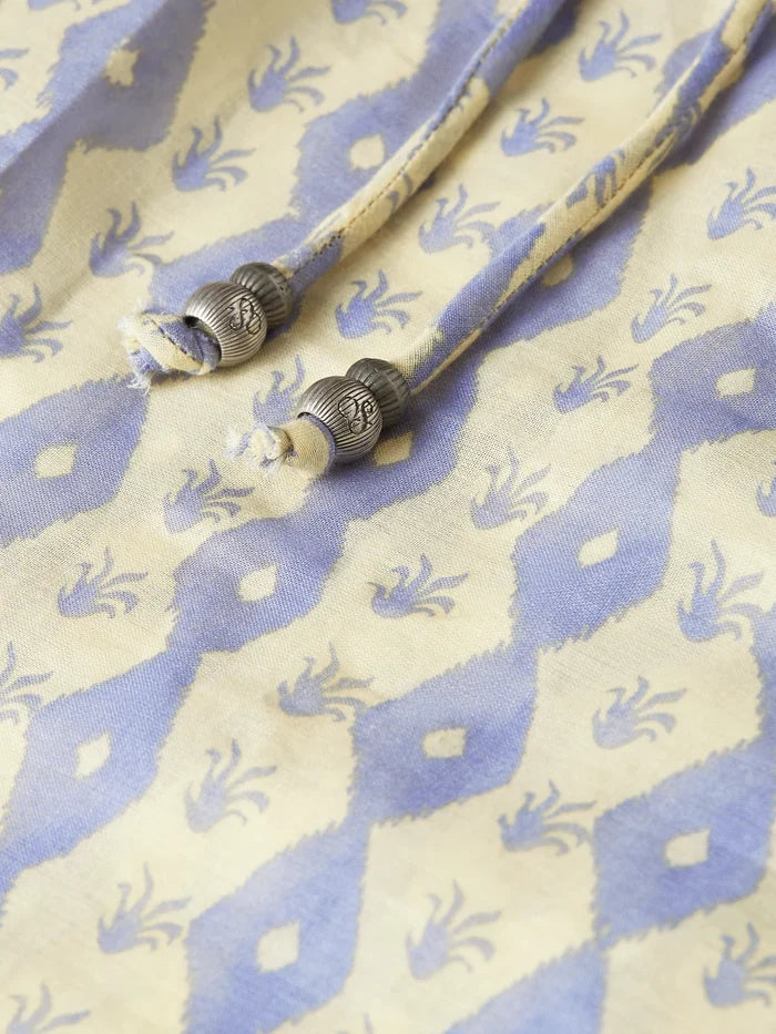 Gia All Over Printed Cotton Cactus Stripe Placed Raffia ulh01347t