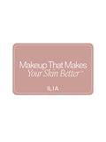 ILIA logo with tagline 'Makeup That Makes Your Skin Better' on a pink background