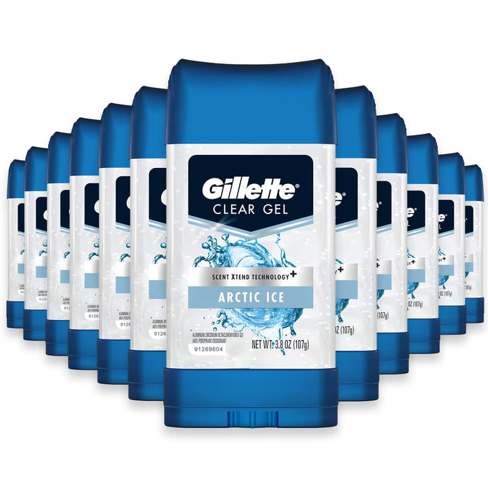 Gillette Clear Gel Antiperspirant Deodorant, Arctic Ice, 3.8 oz - 12 Pack