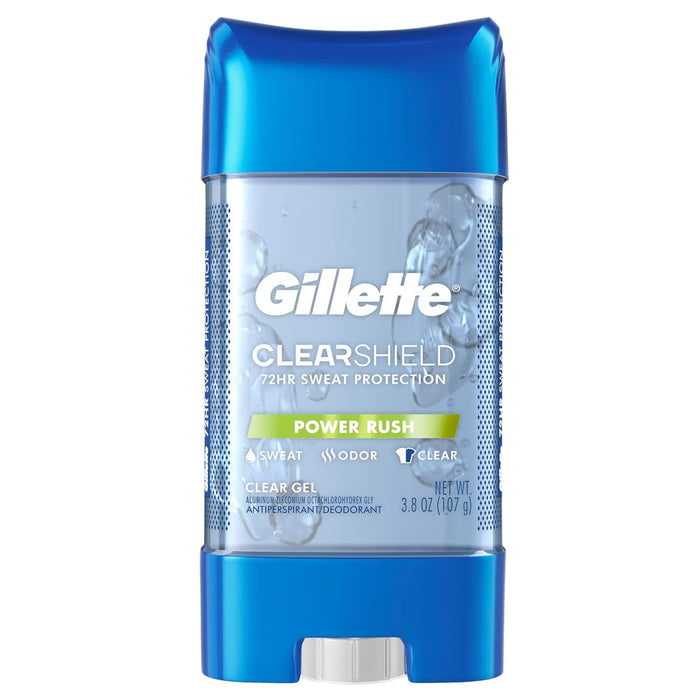 Gillette Clear Gel Antiperspirant Deodorant, Power Rush, 3.8 oz - 12 Pack