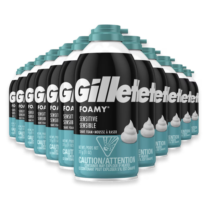 Gillette Foamy Sensitive Shaving Foam, 11 oz - 12 Pack