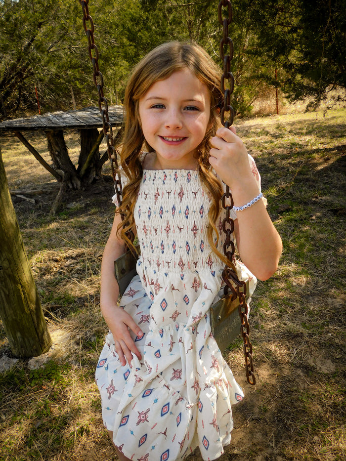 Girls Cow Skull Ruffled Dress