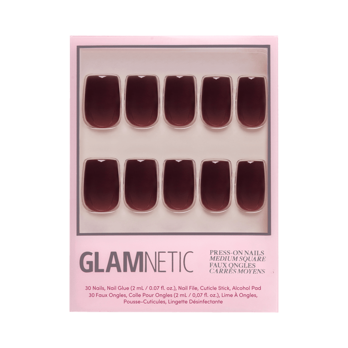 Glamnetic - Cherry Mocha Press-On Nails|Medium Square