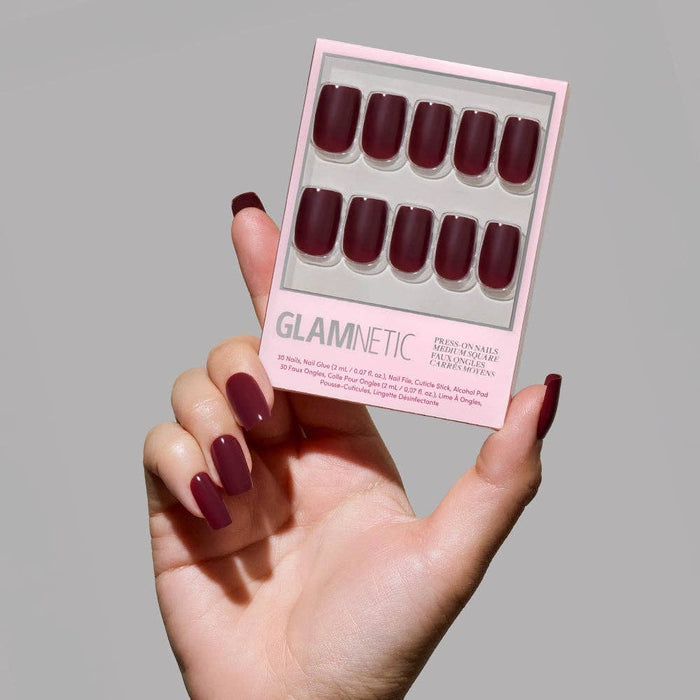 Glamnetic - Cherry Mocha Press-On Nails|Medium Square