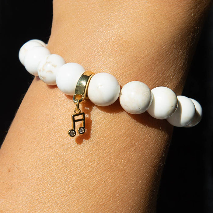 Gold Charm-Music Note CZ