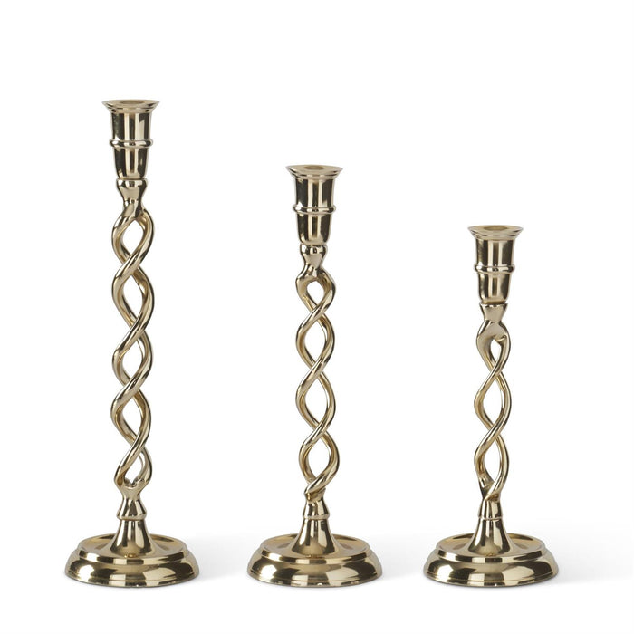 Gold Metal Twisted Taper Candleholders
