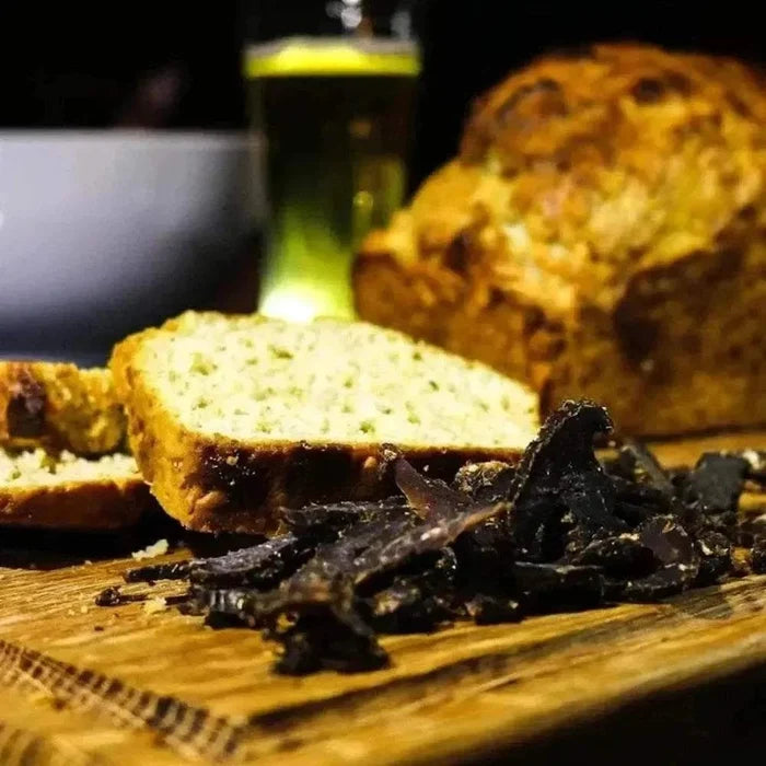 Gourmet Pre-Mix Beer Bread Biltong flavour 450g packaging with South African beef biltong and non-GMO flour