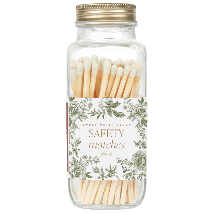 Green Delft White Tip Safety Matches - 60 Count, 3.75" - Olita Gifts & Goods