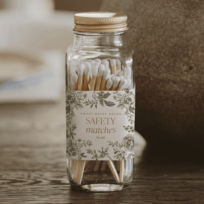 Green Delft White Tip Safety Matches - 60 Count, 3.75" - Olita Gifts & Goods