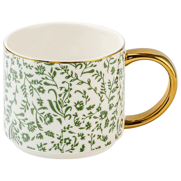 Green Ditsy Floral 14 oz Coffee Mug - Olita Gifts & Goods