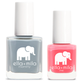 Mommy & Me set: Grey Skies grey and Ella's Pick coral pink nail polish bottles