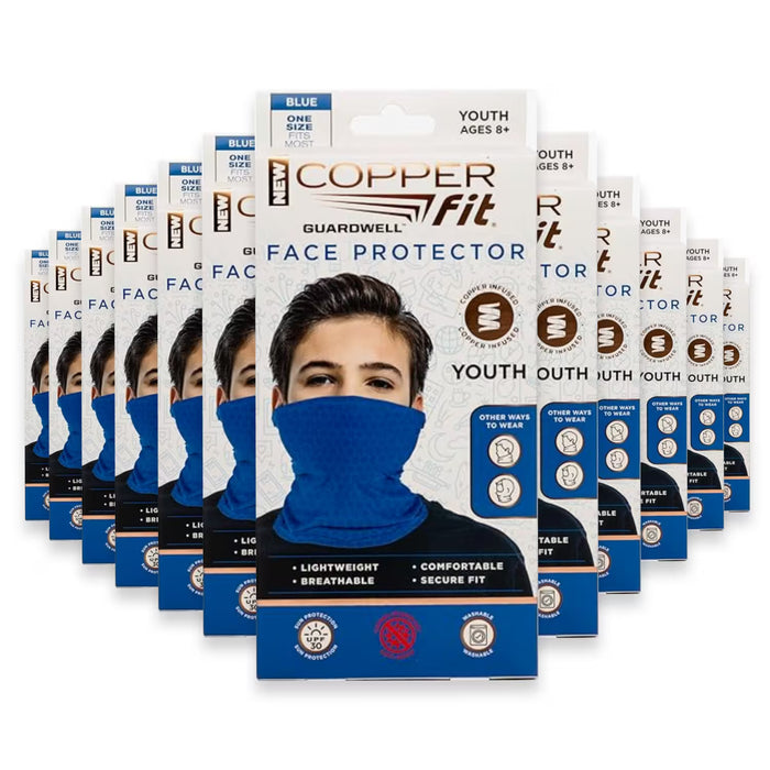 Guardwell Blue Pro Youth Washable Face Cover Scarf - 12 Pack