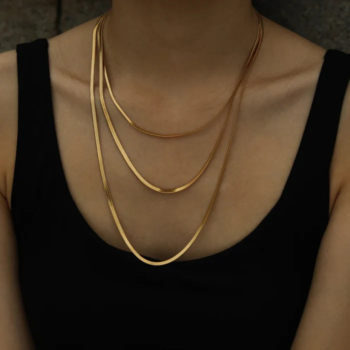 HACKNEY NINE NALA Textured Triple Layered Gold Necklace
