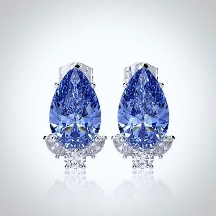 Wedding Jewelry | Minimalist CZ Bridal Stud Earrings - Blue, Pink & Aqua
