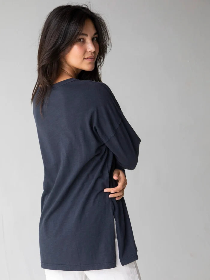 Hang Around Cotton Tunic - Dark Navy-view 3