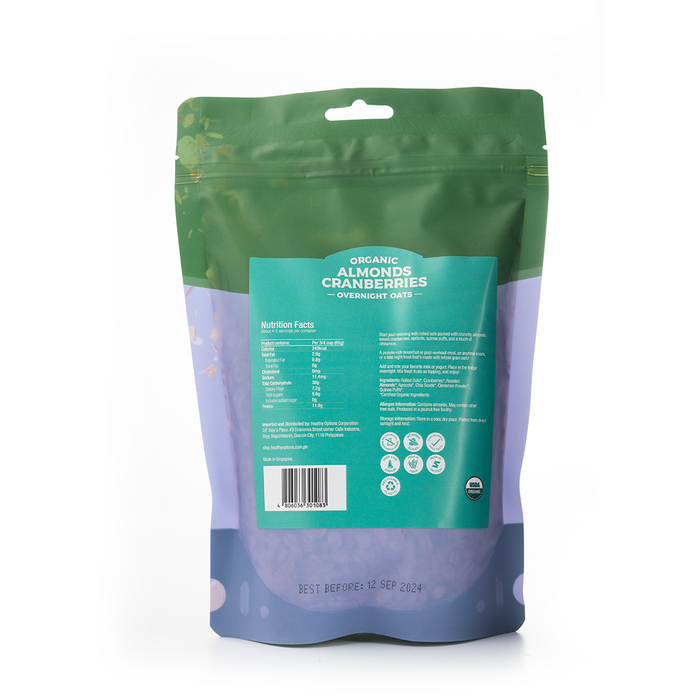 Healthy Options Organic Almonds Cranberries Overnight Oats 300g