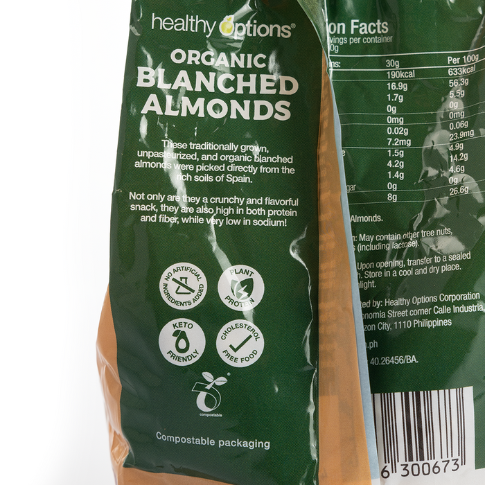 Healthy Options Organic Blanched Almonds 200g