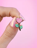Heart flower enamel pin