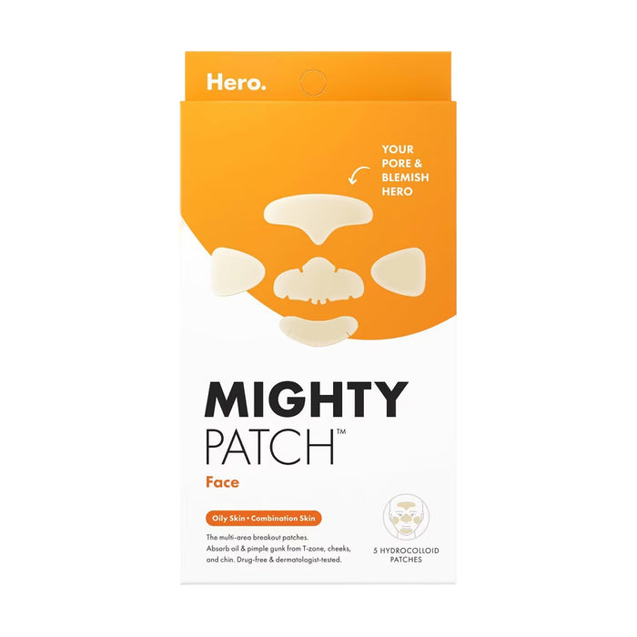 Hero Cosmetics Mighty Patch Face XL Hydrocolloid Acne Patches, 5 Ct - 24 Pack