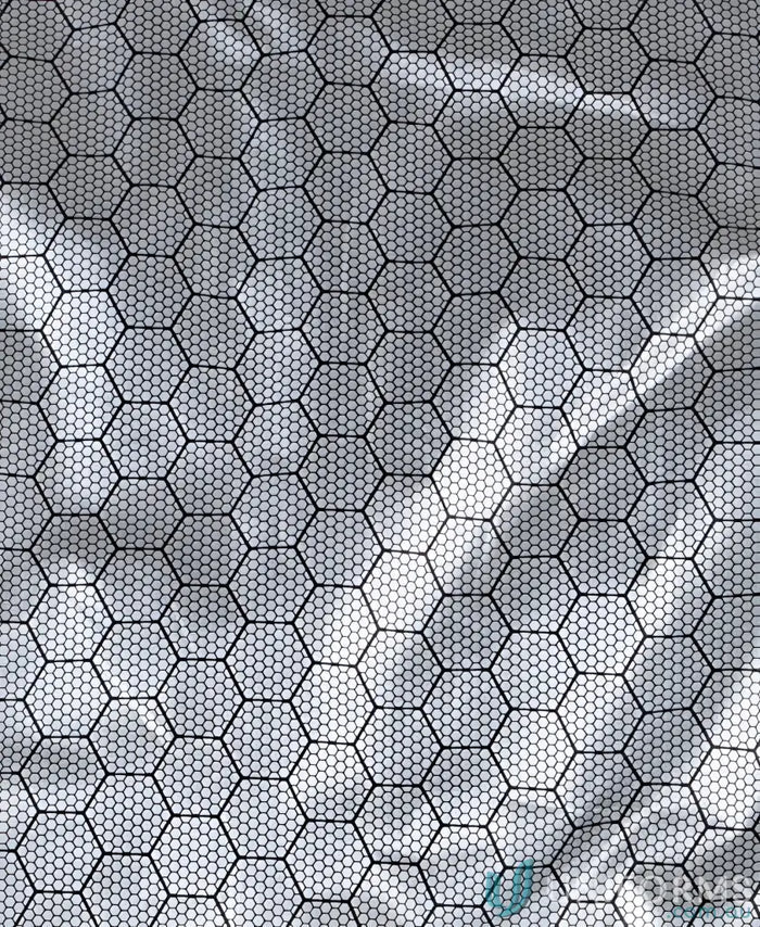 Honeycomb patterned fabric on HiVis Graphene Puffer Jacket, stylish graphene puffer design